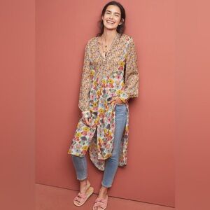 Anthropologie Bl^nk / Bl-nk / Blank Lucia Tunic Blouse in Neutral Motif Small